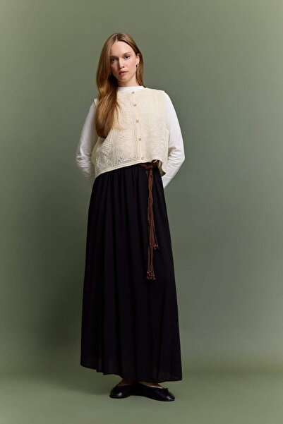 DeFacto A-Line Crinkle Viscose Maxi Skirt F9415Ax25Au