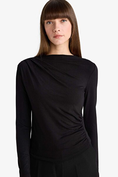 DeFacto Bluză cu mânecă lungă, slim fit, cu decolteu barcă, D5300AX25AU