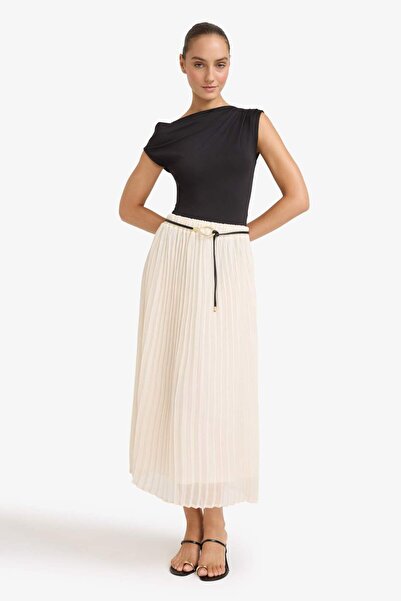 DeFacto Regular Fit Yüksek Bel Şifon Midi Etek F9236AX25AU