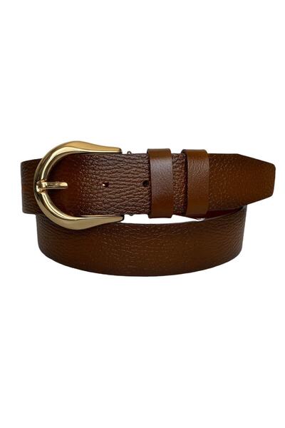 GoDeri %100 Hakiki Deri, Gold Tokalı Kahverengi Desenli Kadın Kot Kemeri 4 Cm...