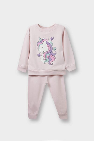 DeFacto Regular Fit Bisiklet Yaka Pamuklu 2'li Takım Unicorn Baskılı İçi Yumu...
