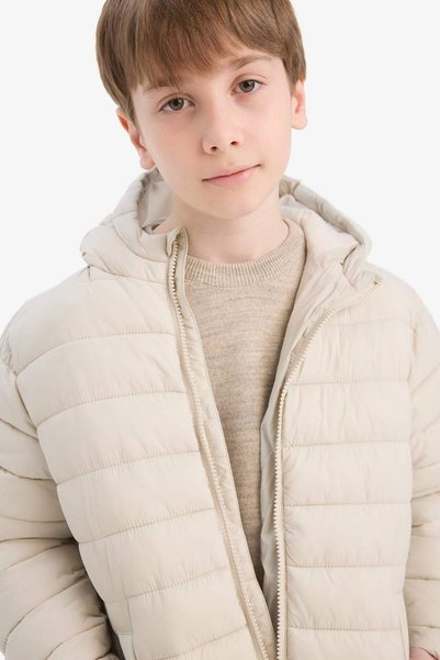 DeFacto Wind and Water Resistant Hooded Inflatable Coat with Pockets for Boys E8688A825Au