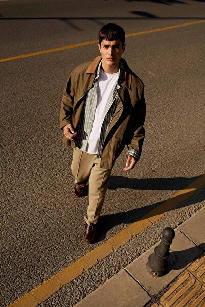 DeFacto %100 Pamuk Kontrast Yaka Mont E9181AX25AU