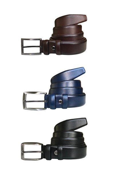 GoDeri Set de 3 bucăți din piele naturală de calitate, pantaloni clasici din ...