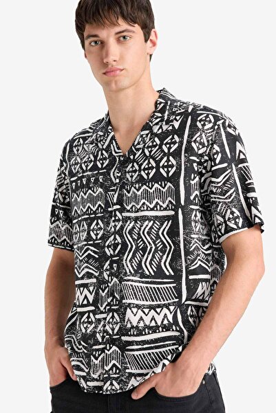 DeFacto Нова сорочка з регулярним кроєм, коміром-стійкою та коротким рукавом ...