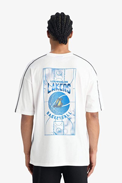 DeFacto Nba Los Angeles Lakers Oversized Wide Fit Crew Neck Short Sleeve T-Sh...