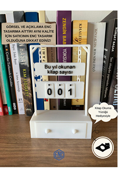 ENC Tasarım Kitap Okuma Sayacı – Dekoratif Okuma Takip Aparatı | Kitaplık & K...