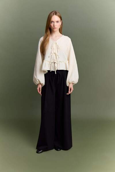 DeFacto Wide Leg Crepe Trousers G1467Ax25Au
