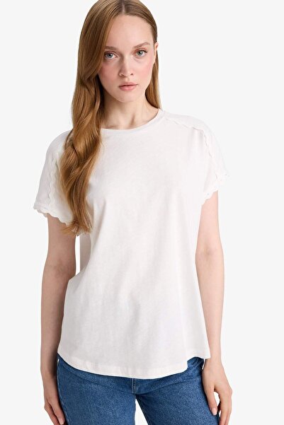 DeFacto 100% Βαμβακερό Μπλουζάκι Κανονικής Εφαρμογής με Κορδόνια F6480AX25HS