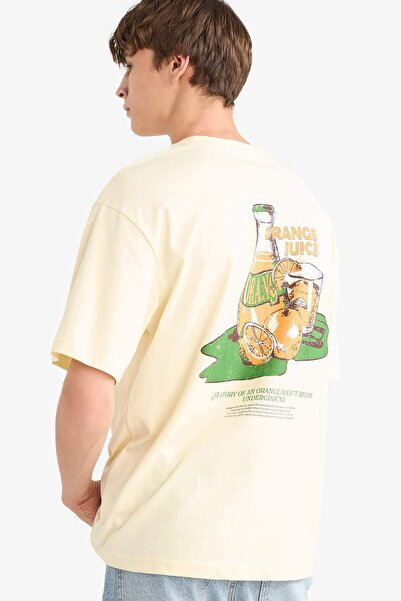 DeFacto Tricou cu mânecă scurtă, cu decolteu rotund, cu imprimeu pe spate, G0...