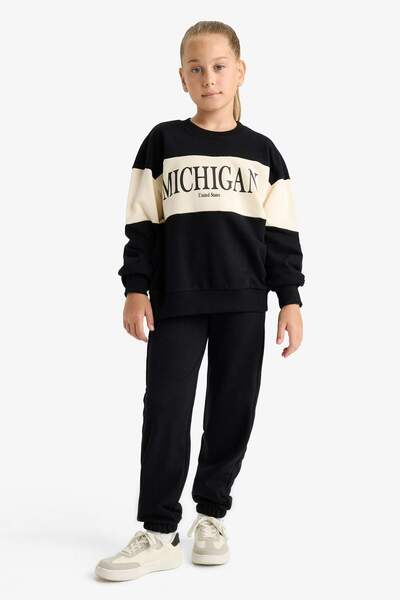DeFacto 2Li Set Printed Sweatshirt Sweatpants Girls E6418A825Au