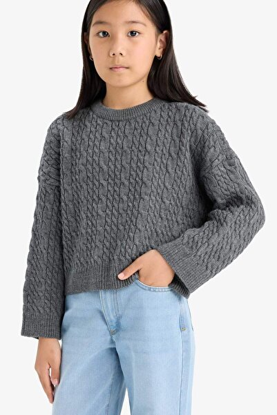 DeFacto Стандартен велосипеден пуловер с врата за момичета E7880A825AU