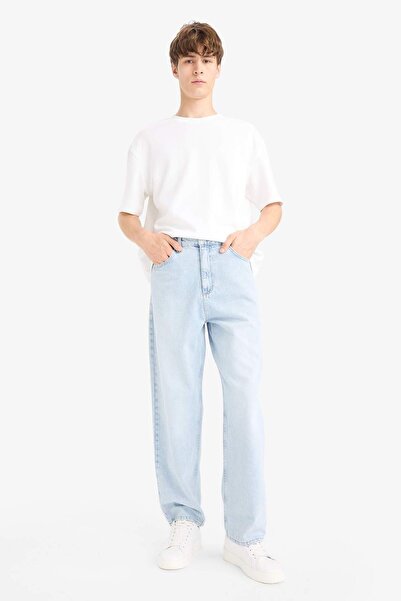 DeFacto Pantaloni cu talie largă, cu picior larg, spălați, F9821AX25SM