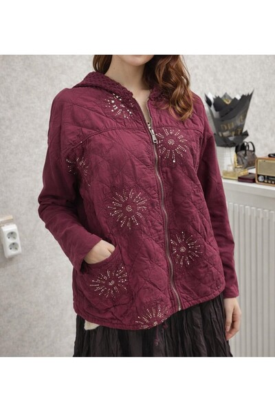 TUGBA COLLECTION Nakış & Payet Detaylı File Kapüşon Detaylı İthal %100 Pamuk ...