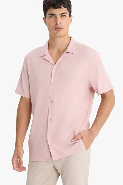 DeFacto Modernes, kurzärmliges Hemd aus gekämmter Baumwolle mit Polokragen C4...