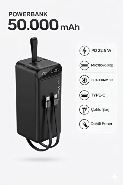 QAP 50000 Mah Pd 22,5w 3.0 Qualcomm Hızlı Şarj Power Bank Turbo Hızlı Pd Ipho...