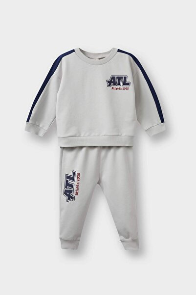 DeFacto 2Li Takım Okul Printed Sweatshirt Sweatpants Baby Boy F3301A525Au