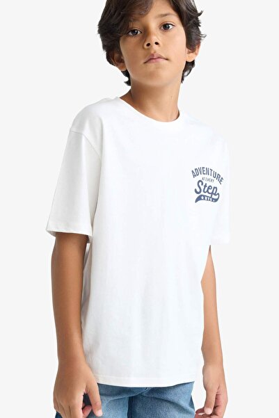 DeFacto تي شيرت بأكمام قصيرة مطبوع عليه Crew Neck للأولاد F2572A825SM