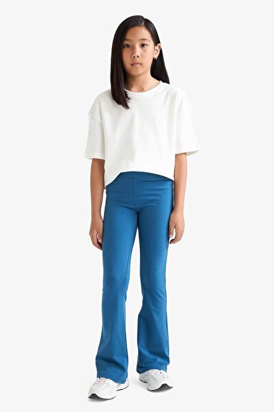 DeFacto Dívčí kalhoty s rozšířenými nohavicemi a žebrovaným lemem E8301A825AU