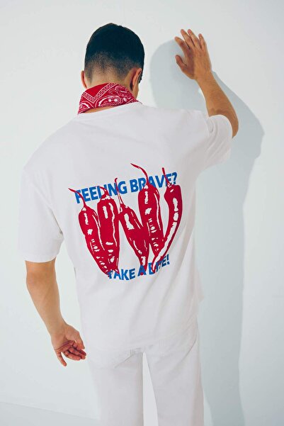 DeFacto 100% Baumwolle Boxy Fit Rundhals-T-Shirt mit Rückendruck und kurzen Ä...