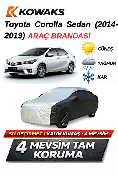 KOWAKS Toyota Corolla Sedan (2014-2019) Oto Branda, Araba Brandası, Siyah-Gri