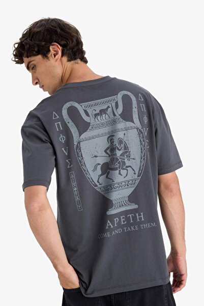 DeFacto 100% Βαμβακερό T-shirt με στάμπα σε φαρδιά γραμμή F8323AX25AU