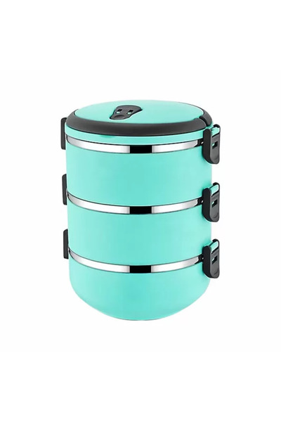 posy Sefer Tası Food Thermos Storage Container Thermos 3-Piece Set - Turquois...