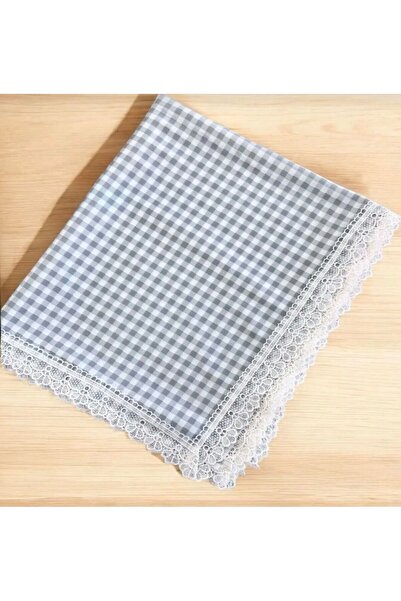 BHT 140x150 Raşel Leke Tutmaz Güpürlü Sofra Bezi Ekose Gri