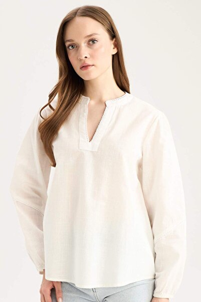 DeFacto 100% памучна блуза с нормална кройка, устойчива на пламъци D8809AX25SP