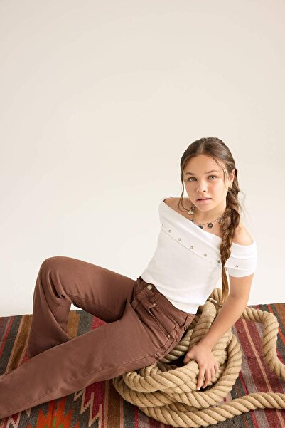 DeFacto Slim Fit, schmal geschnittenes, schulterfreies, bedrucktes, geripptes...