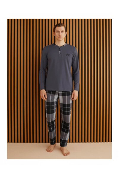 Pijamoni Muška Single jersey Slim fit tanka pidžama sa dugim rukavima set 630...