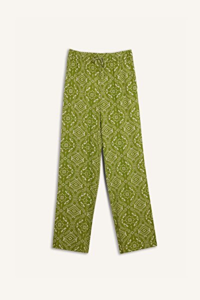 DeFacto بنطال ذو قصة عادية منقوش بخصر مطاطي وساق مستقيمة D8844AX25SP