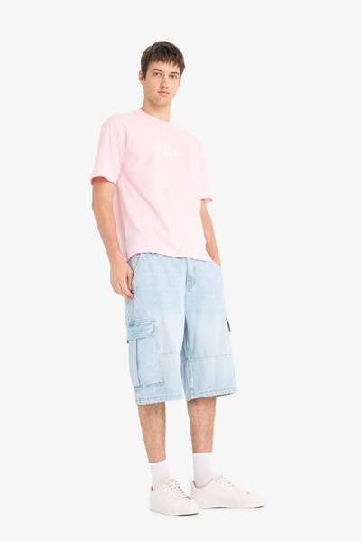 DeFacto %100 Pamuk Kargo Fit Jean Bermuda Şort F4219AX25SM