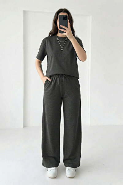 Runades Γυναικείο κοντομάνικο καλοκαιρινό σετ φόρμας Palazzo με δύο κλωστές σ...