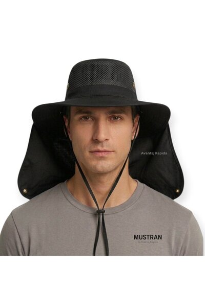 Mustran Safari Spor Güneş Şapkası Ense Korumalı Fileli Trekking Kamp Yürüyüş ...