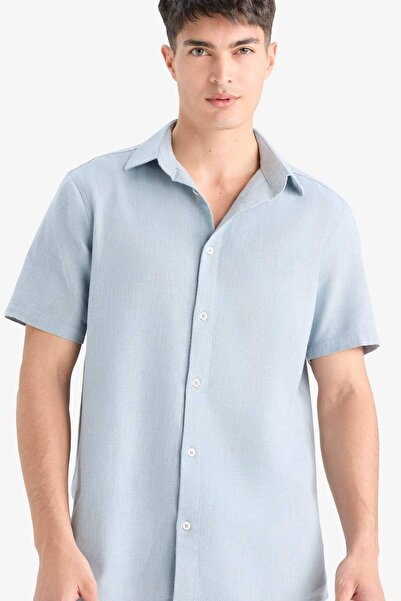 DeFacto %100 Pamuk Regular Fit Polo Yaka Yazlık Kısa Kollu Gömlek D8613AX25SM