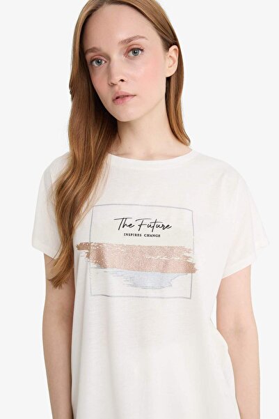 DeFacto T-shirt sa kratkim rukavima, regularnog kroja, s okruglim izrezom i p...