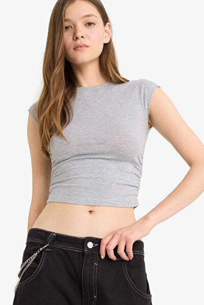 DeFacto Fitted Crew Neck Basic Plain Modal Short Sleeve T-Shirt F5187Ax25Sm