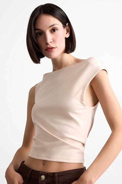 DeFacto Bluza bez rukava sa lađastim izrezom Skraćeni kroj Osnovni F7489AX25SM