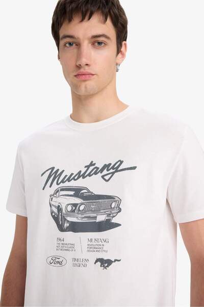 DeFacto 100% βαμβάκι Ford Motor Company Regular Fit Crew λαιμόκοψη κοντομάνικ...