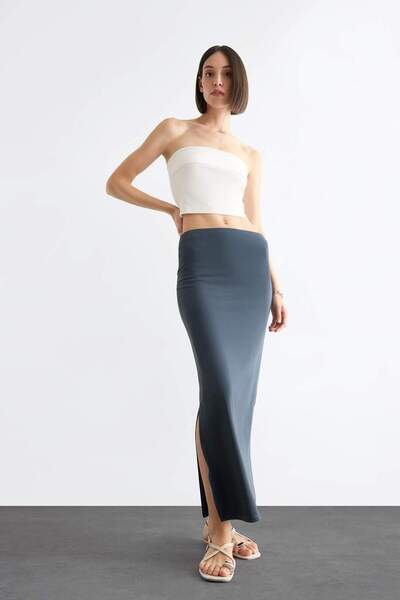 DeFacto Slim Fit Slim Fit Slit Midi Skirt F8335Ax25Sm