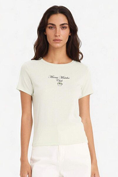 DeFacto Regular Fit Crew Neck Printed Ribbed Short Sleeve T-Shirt F5106Ax25Sm