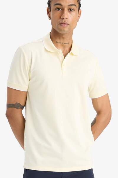 DeFacto Slim Fit Slim Fit Polo Neck Sportsman Short Sleeve Pique T-Shirt D978...