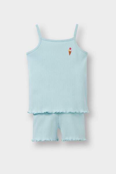 DeFacto 2er-Set bedrucktes, geripptes Camisole-Unterhemd mit Trägern und elas...