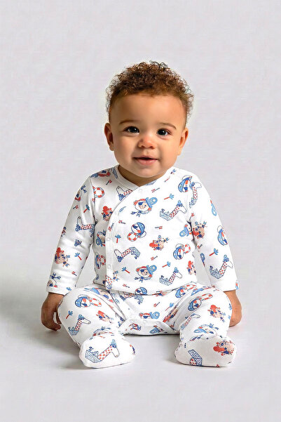 Kidyra 100% Cotton Double-Breasted Collar Pirate Baby Bodysuit with Booties a...