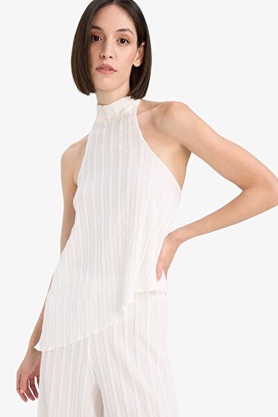 DeFacto Asymmetric Half Turtleneck Wrap Blouse F6168Ax25Sm