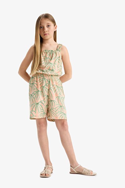 DeFacto Desenli Askılı Tulum Kız Çocuk B4814A825HS