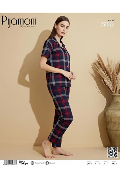 Pijamoni Жіночий піжамний комплект Slim Fit з короткими рукавами та застібкою...