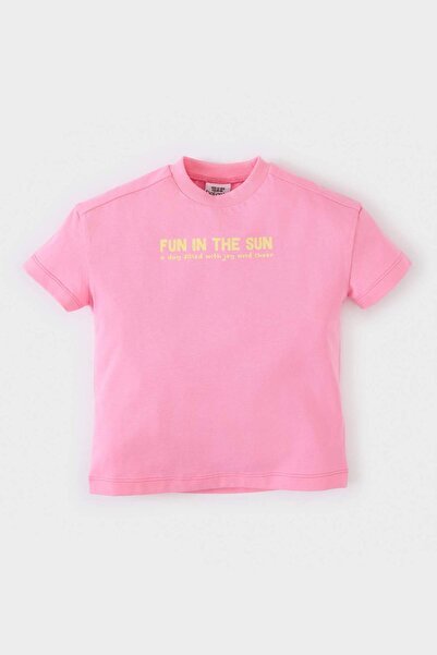 DeFacto Bedrucktes Kurzarm-T-Shirt mit Rundhalsausschnitt für Babys (Mädchen)...