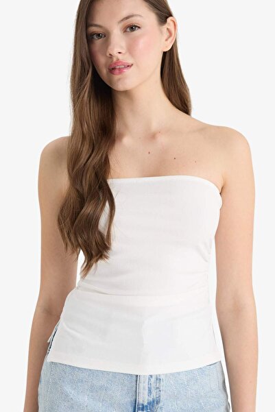 DeFacto Fitted Strapless White Blouse F1888Ax25Sm